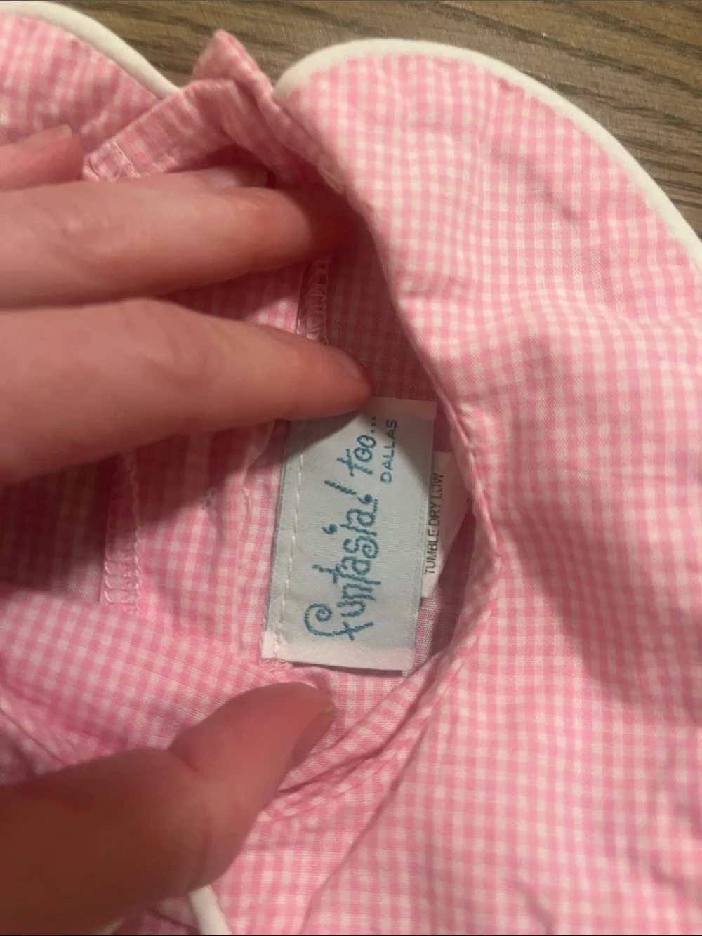 Girls pink/white gingham top size 5 EUC